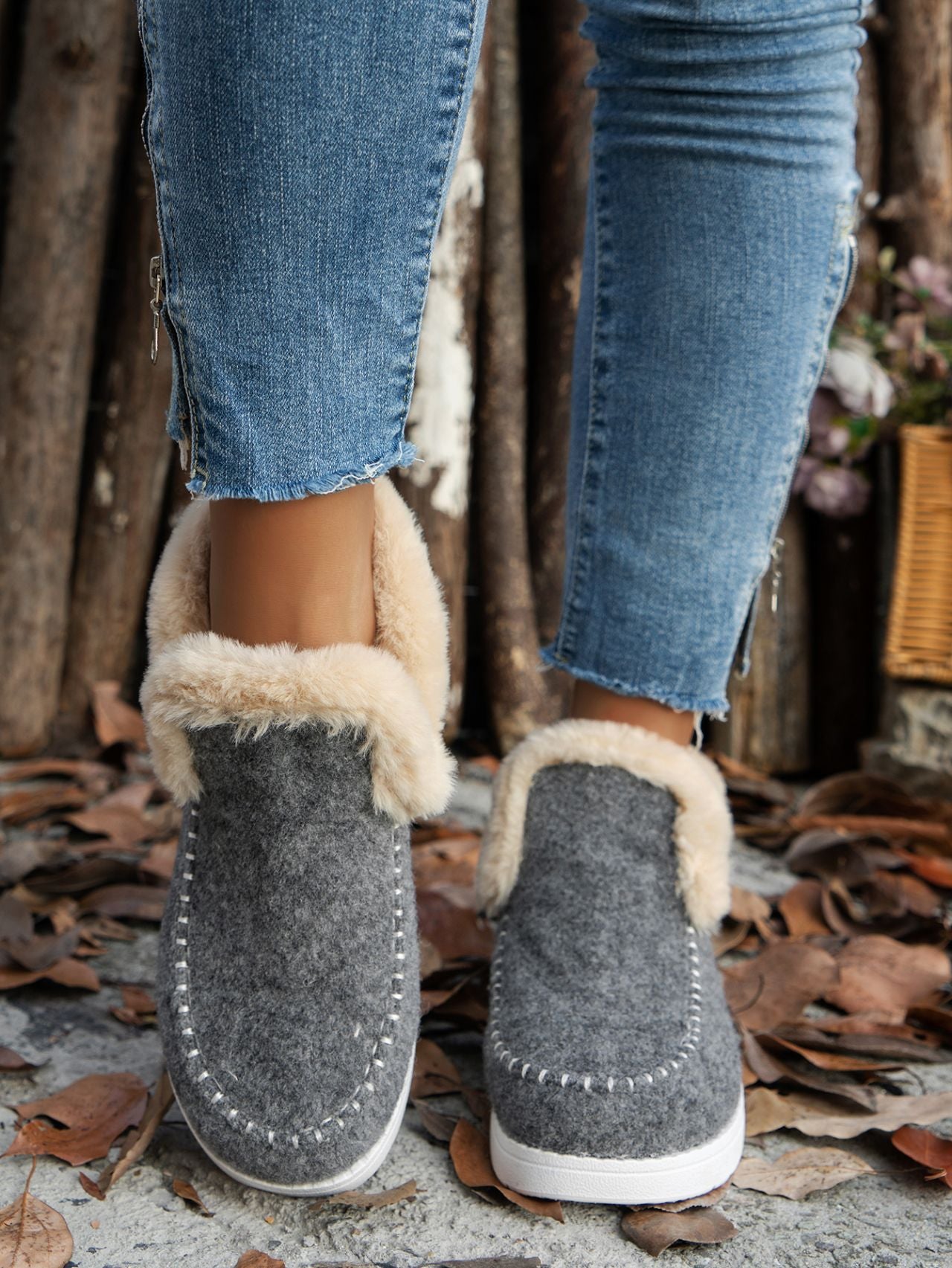 Furry Suede Round Toe Flat Sneakers - Sydney So Sweet