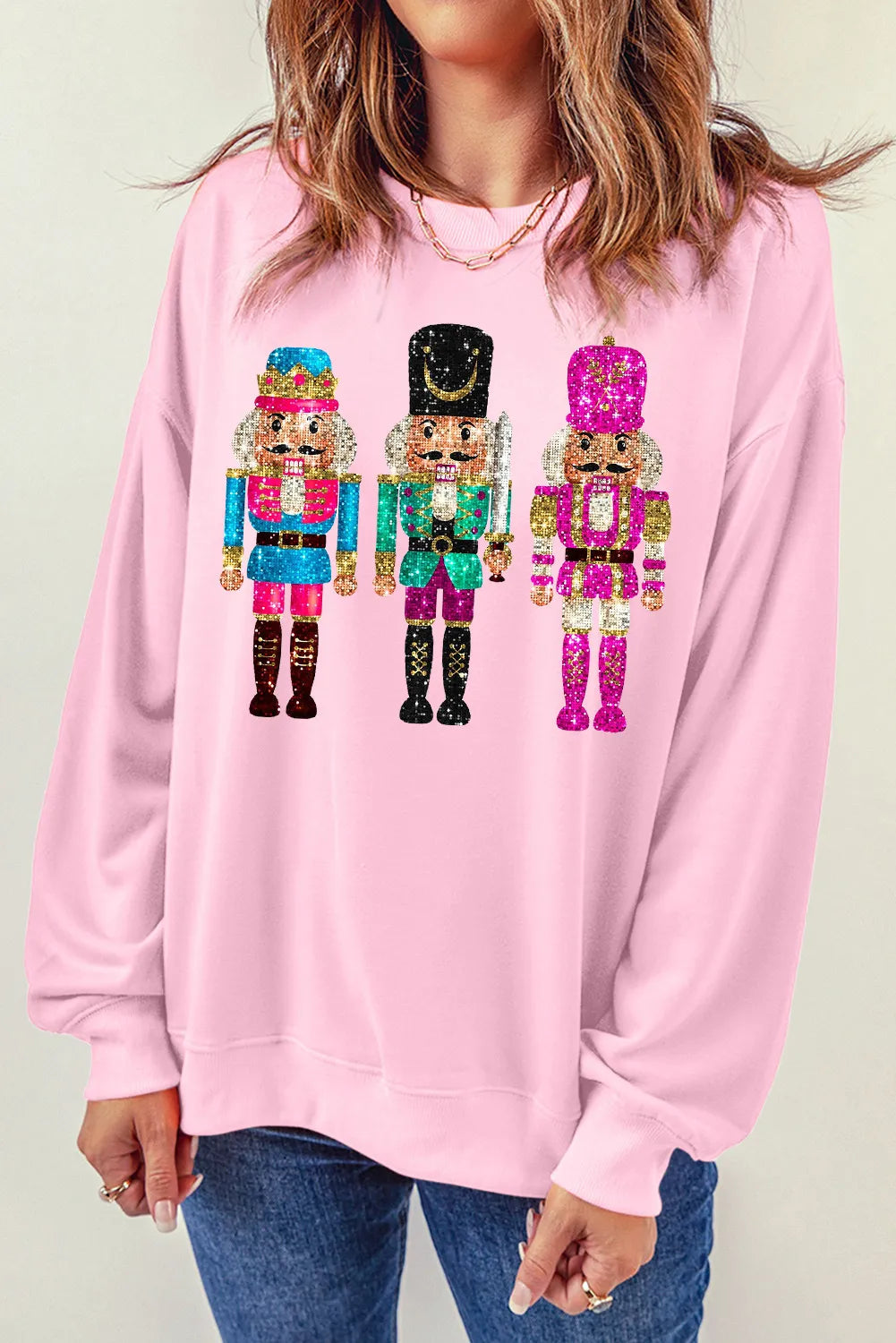 Nutcracker Graphic Round Neck Long Sleeve Sweatshirt - Sydney So Sweet