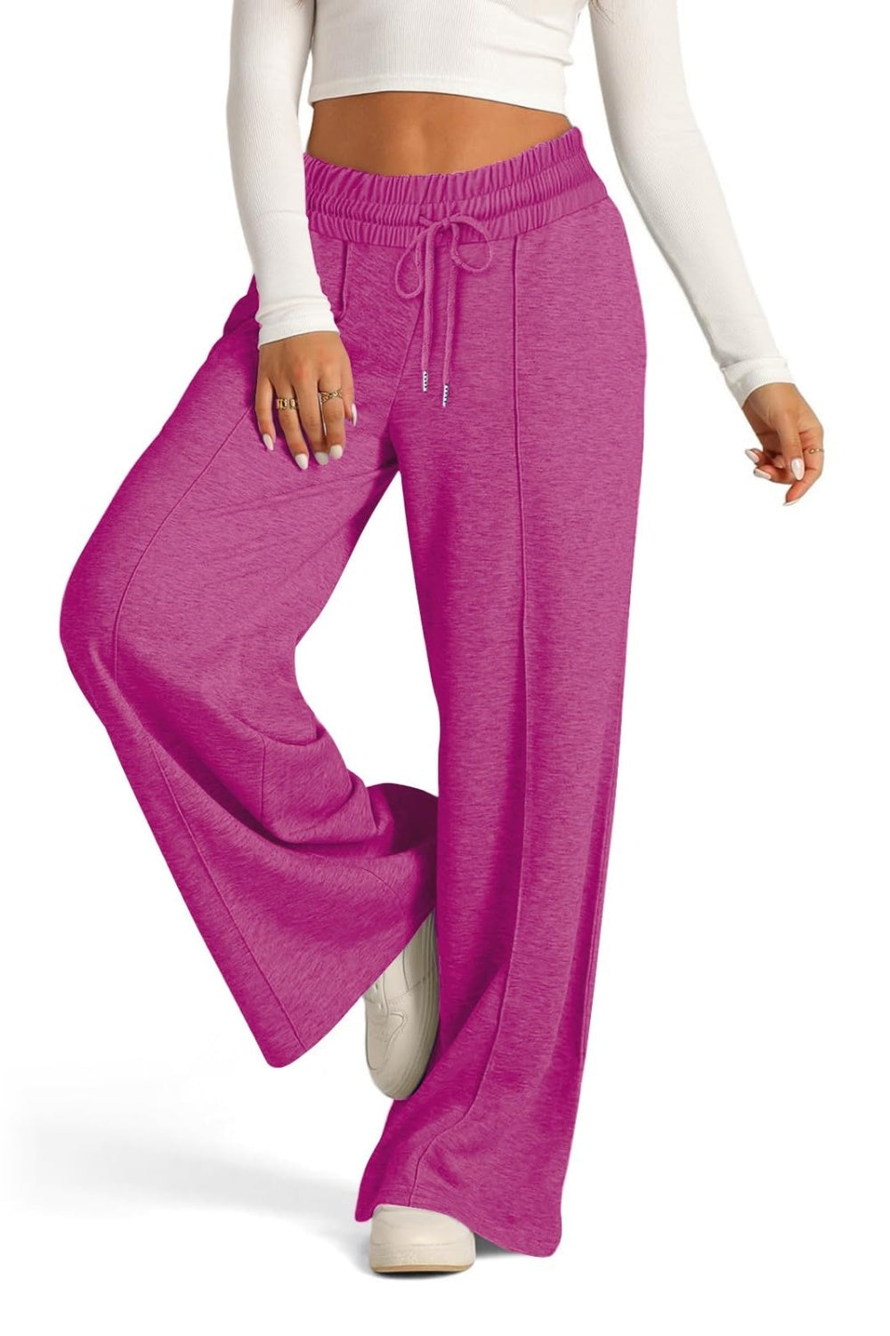 Drawstring Elastic Waist Wide Leg Pants - Sydney So Sweet