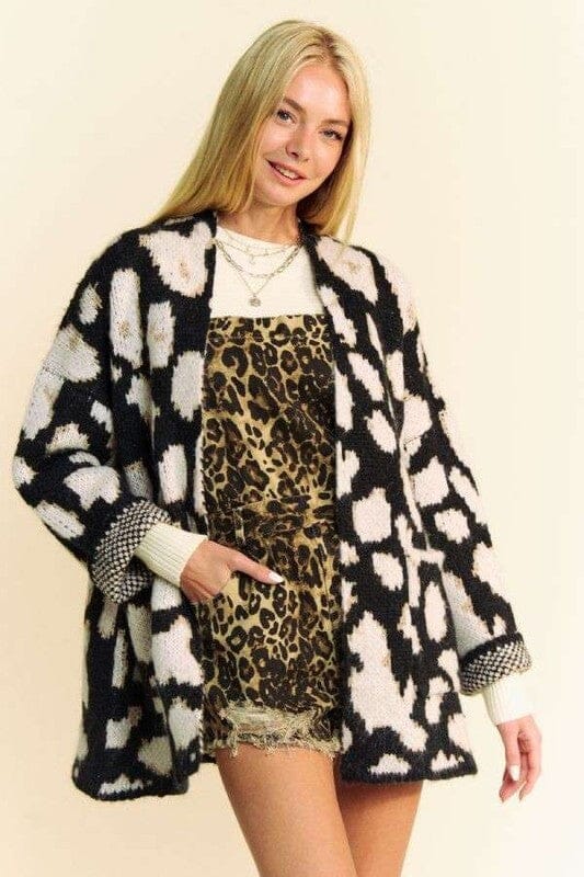 Davi & Dani Leopard Open Front Long Sleeve Cardigan - Sydney So Sweet