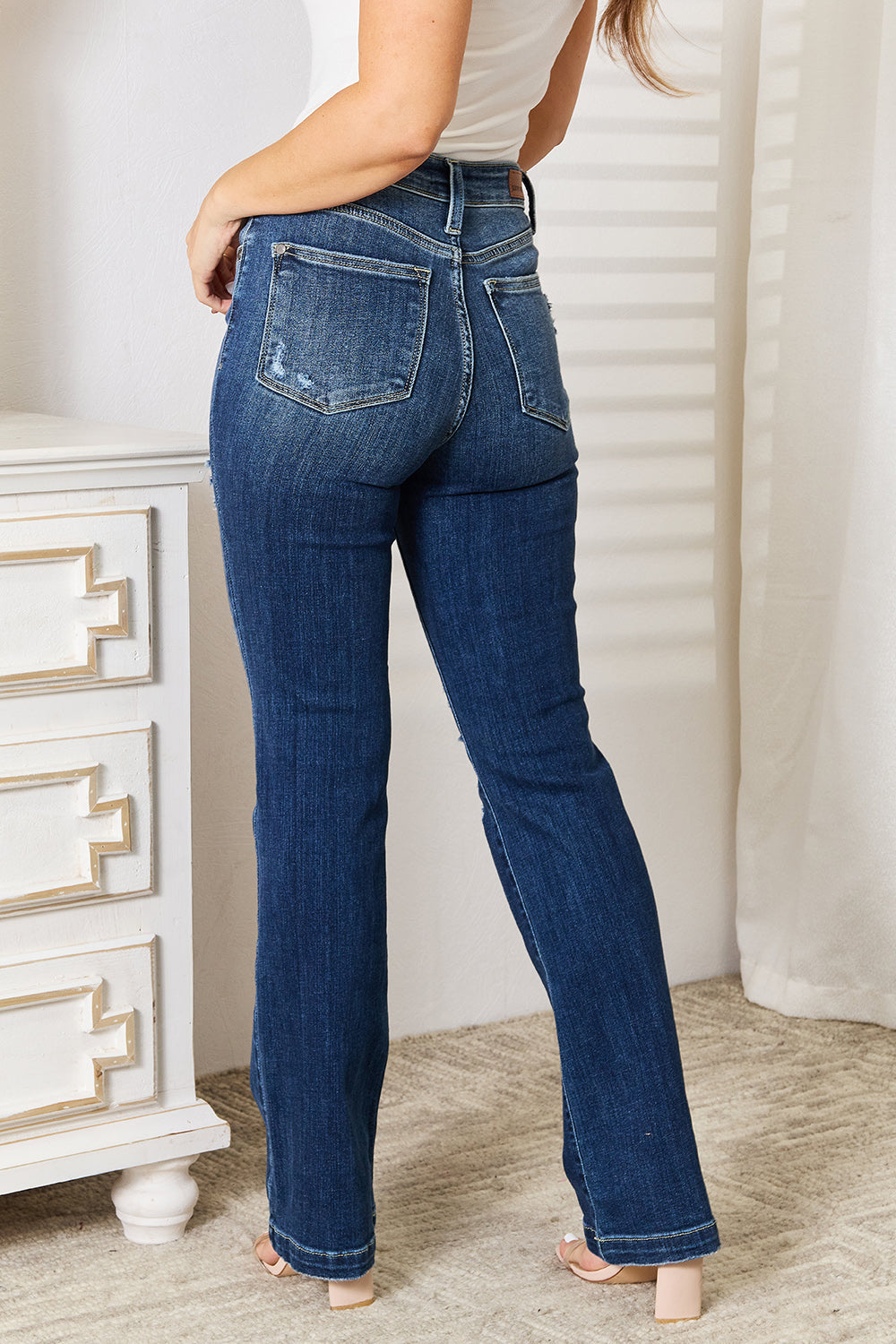 Judy Blue Full Size Mid Rise Hand Sand & Destroy Bootcut Jeans - Sydney So Sweet