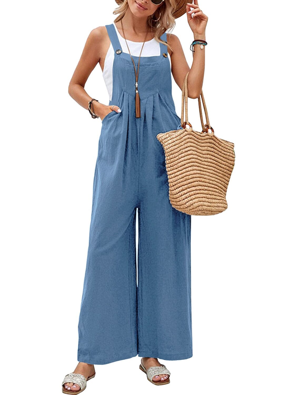 Full Size Square Neck Wide Strap Overalls - Sydney So Sweet