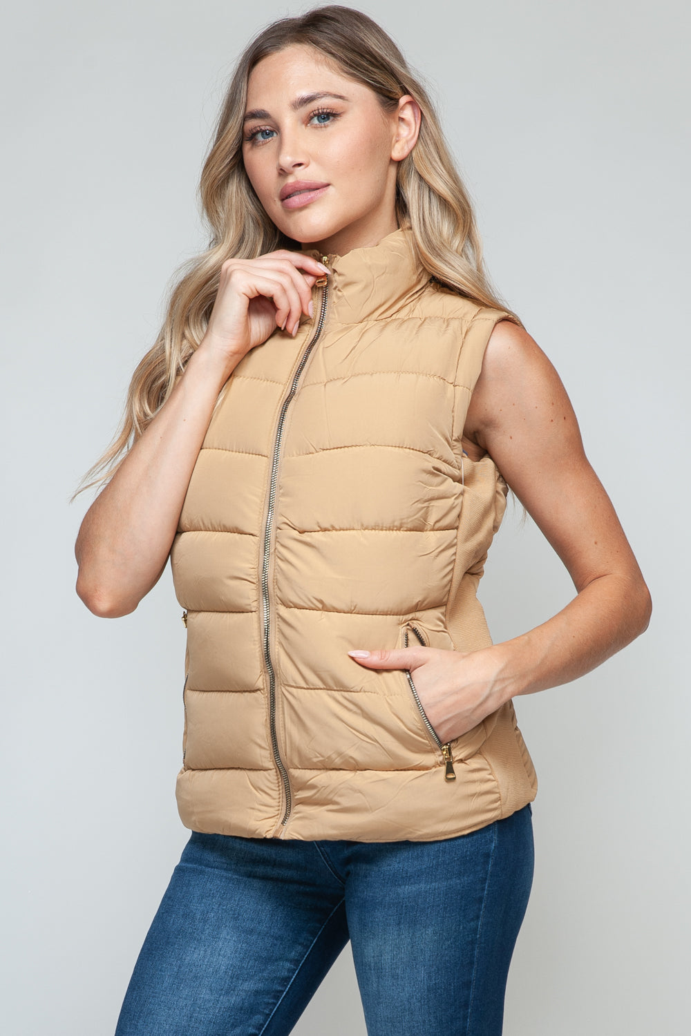 Snobbish Zip Up Turtleneck Vest with Pockets - Sydney So Sweet