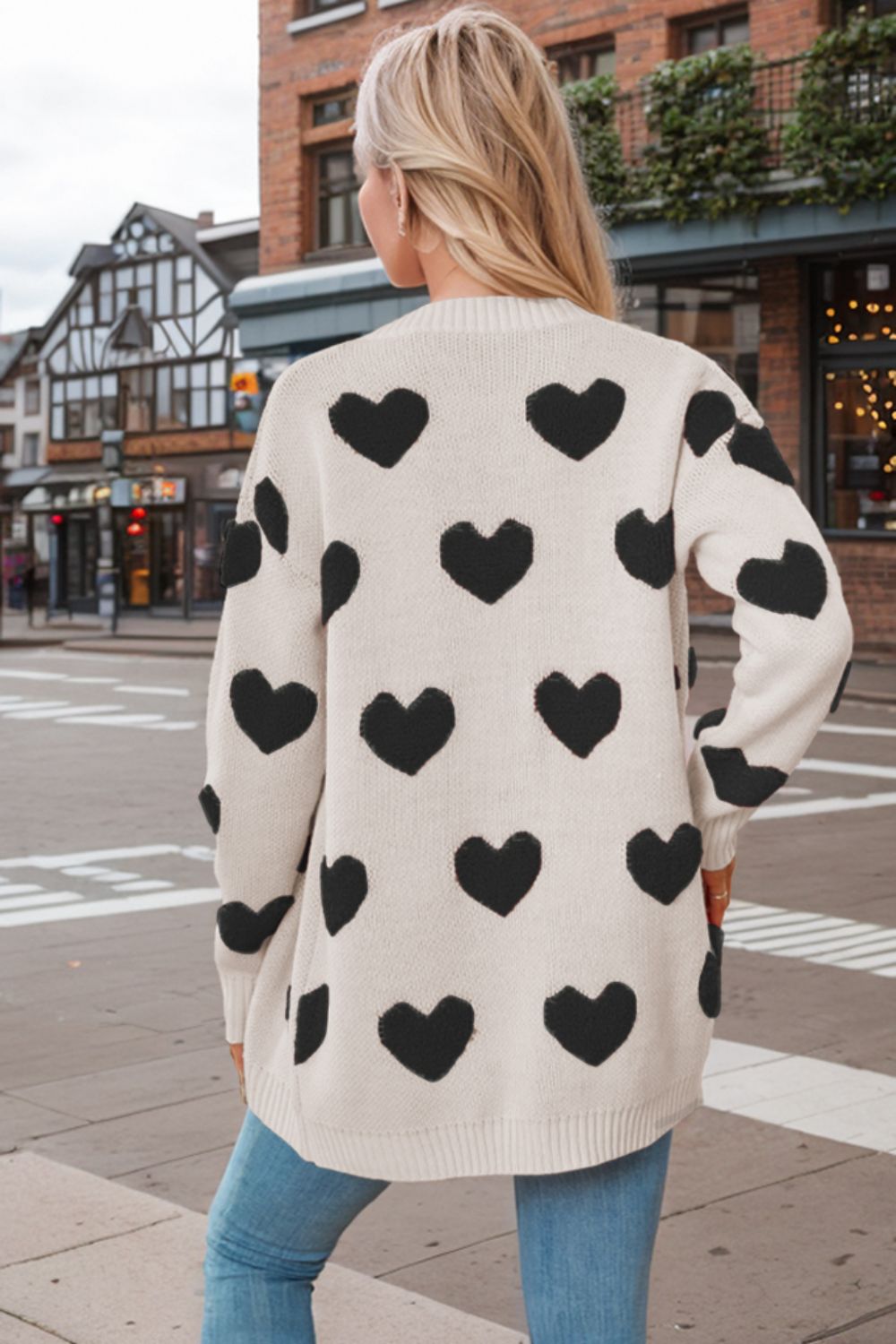 Heart Button Down Long Sleeve Cardigan - Sydney So Sweet