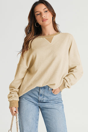 Waffle-Knit Long Sleeve Sweatshirt - Sydney So Sweet