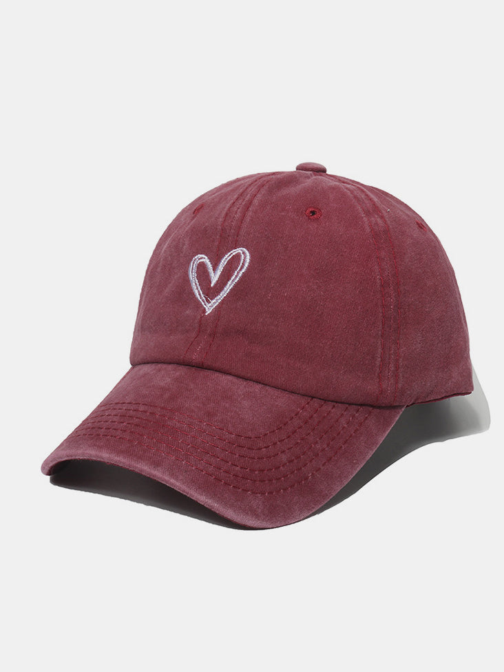 Embroidered Heart Washed Cotton Baseball Cap - Sydney So Sweet