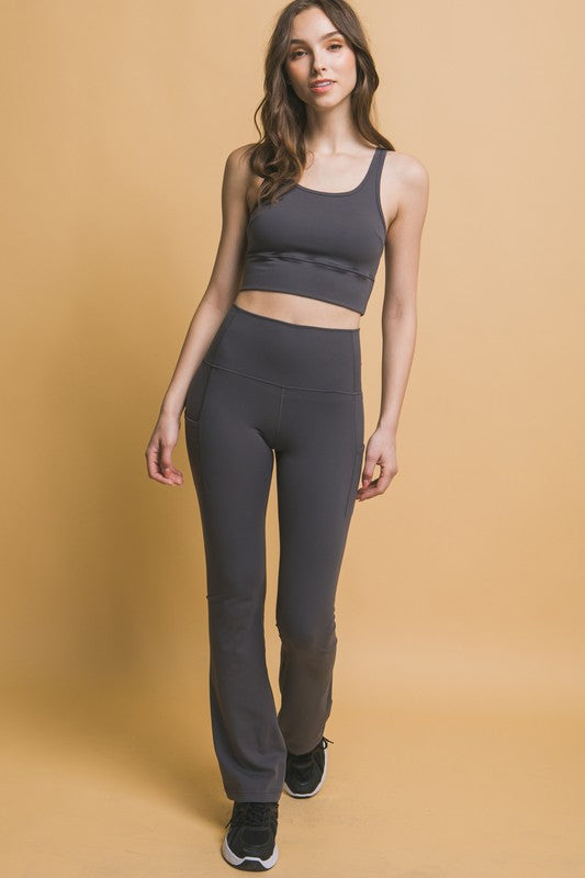 Love Tree High Waist Flare Leggings with Side Pockets - Sydney So Sweet