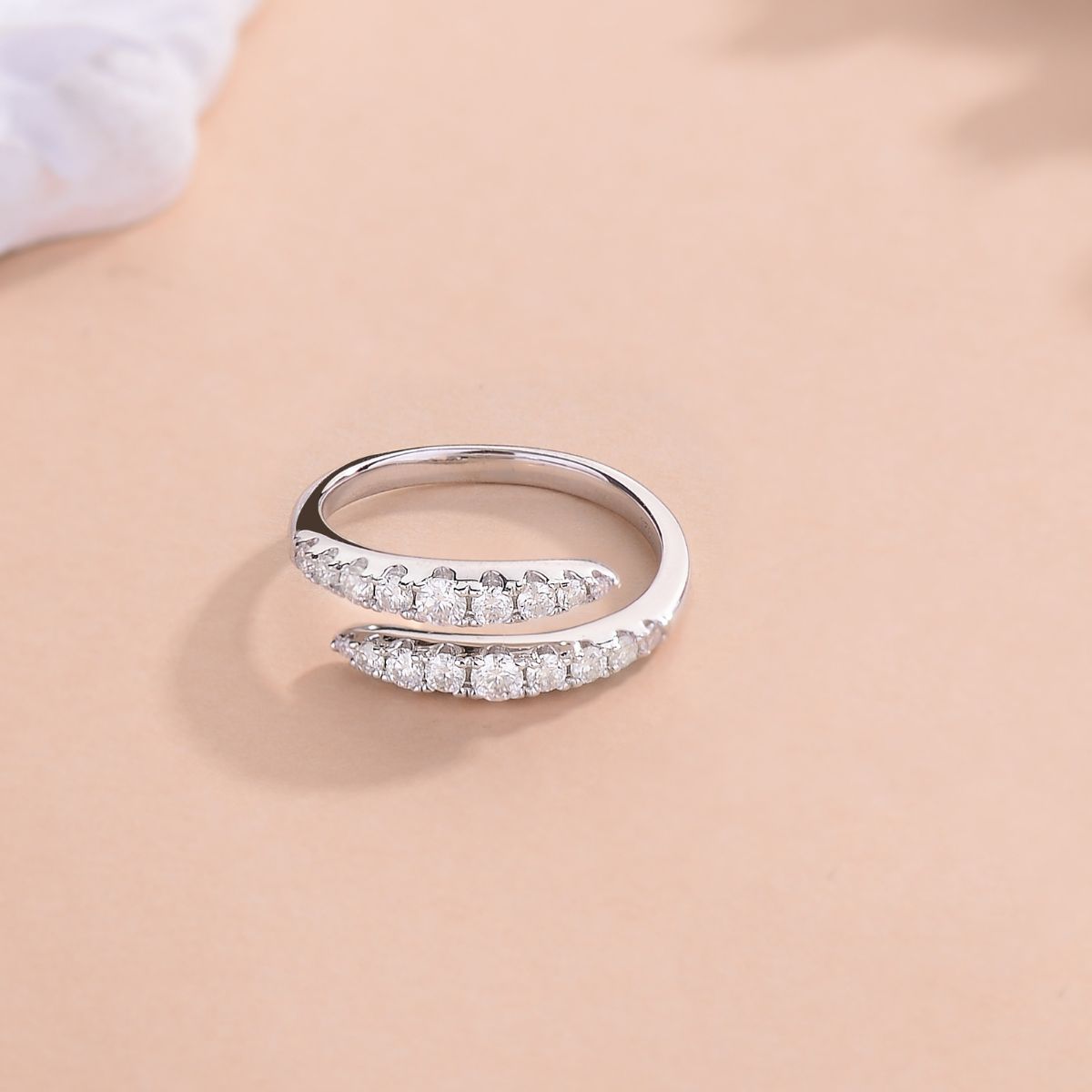 925 Sterling Silver Moissanite Bypass Ring - Sydney So Sweet