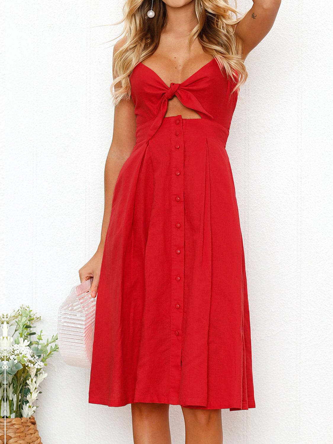 Cutout Smocked Sweetheart Neck Cami Dress - Sydney So Sweet