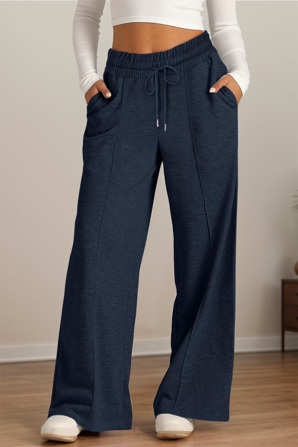 Drawstring Elastic Waist Wide Leg Pants - Sydney So Sweet