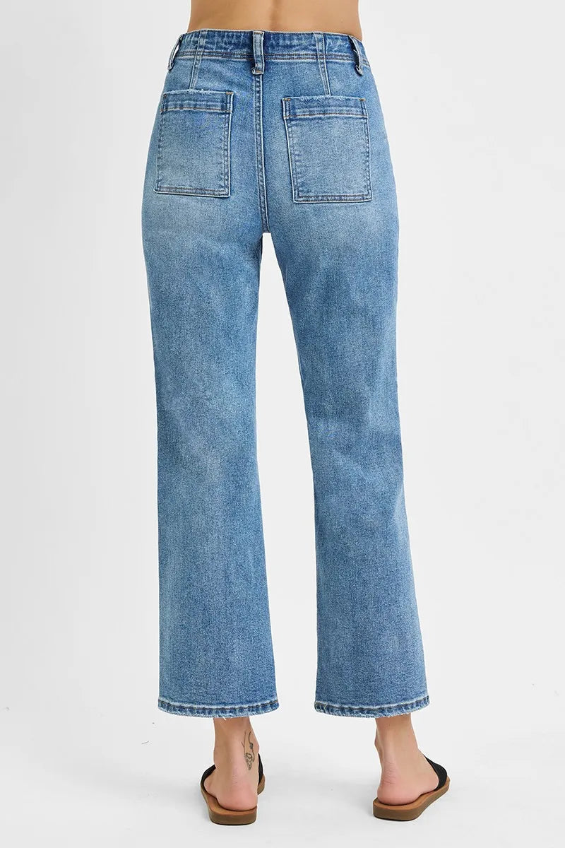 RISEN Full Size High Waisted Bootcut Cropped Jeans Plus Size - Sydney So Sweet