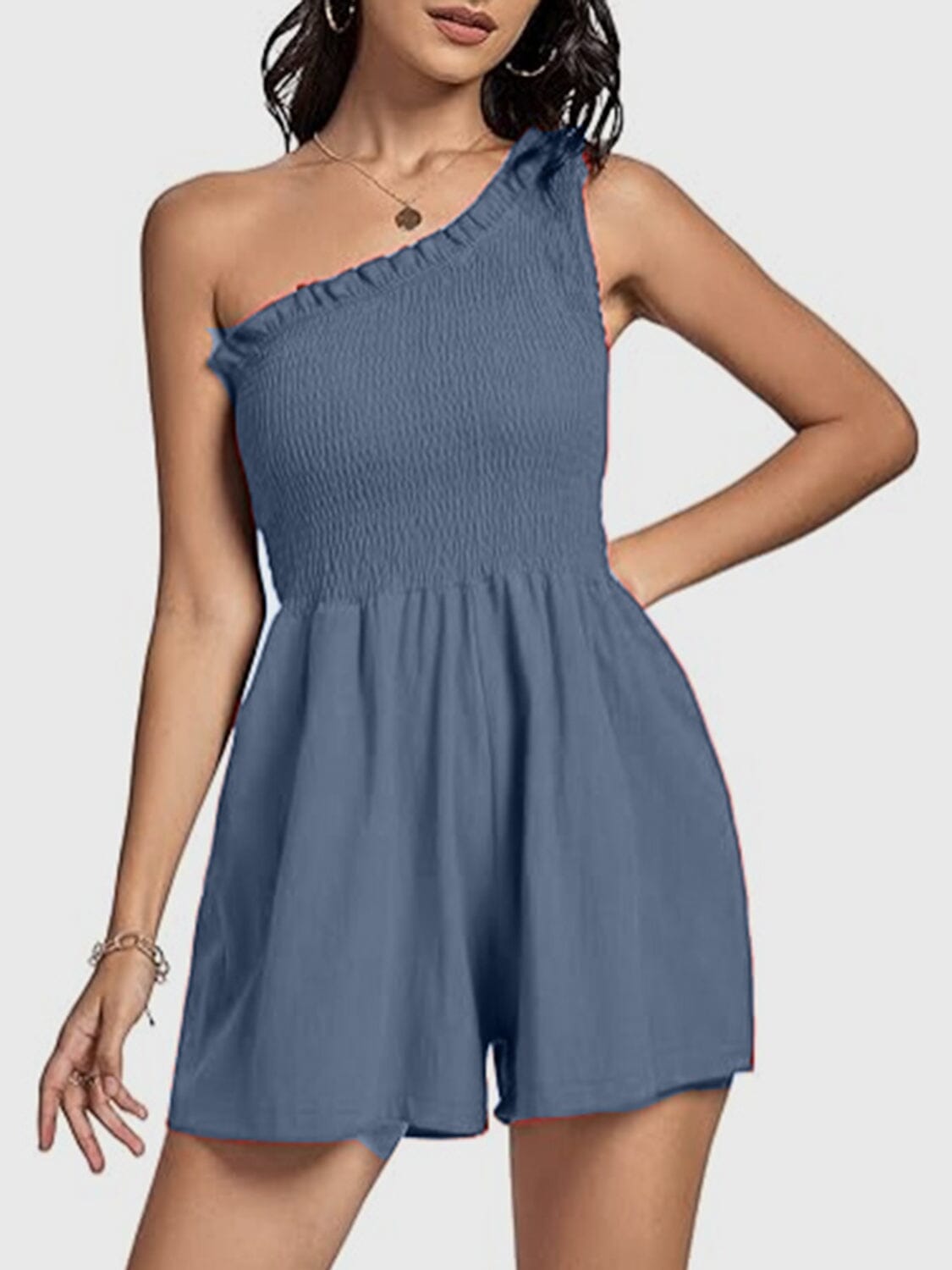 Smocked Single Shoulder Romper - Sydney So Sweet