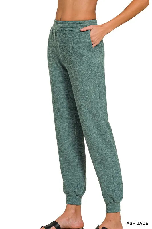 Zenana Cotton Slub Jogger Pants - Sydney So Sweet