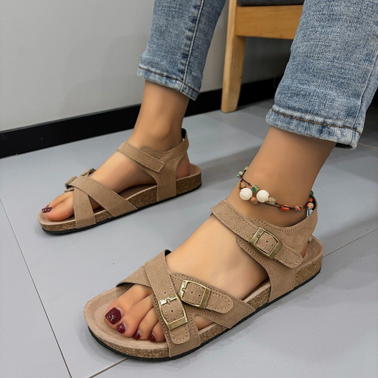 Open Toe Flat Buckle Sandals - Sydney So Sweet