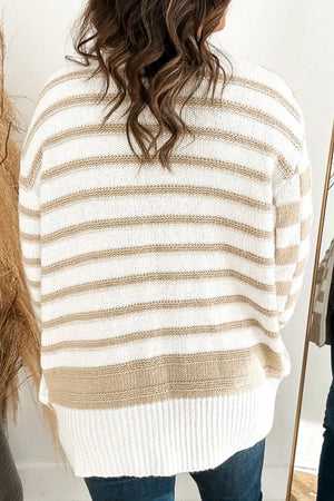 Striped Open Front Long Sleeve Cardigan - Sydney So Sweet