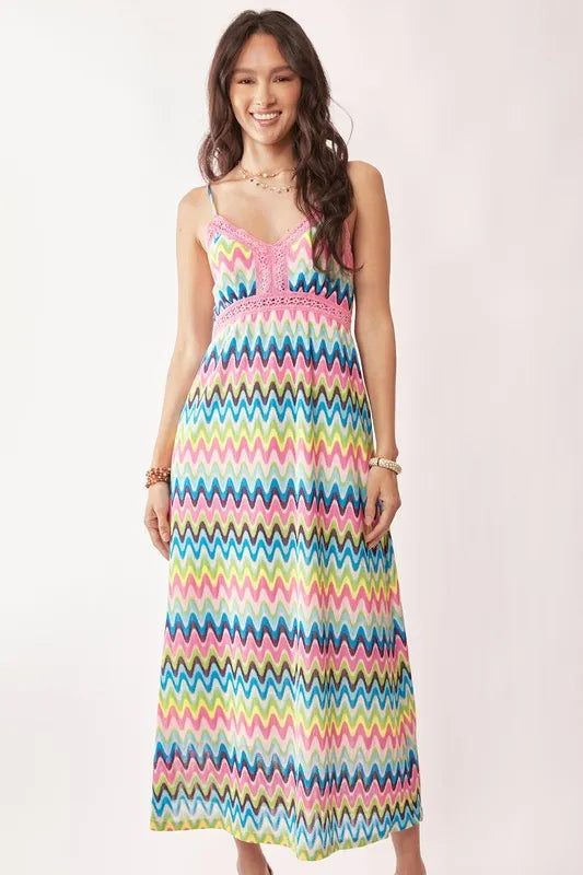 Davi & Dani Multi Color Crochet Lace Midi Dress - Sydney So Sweet