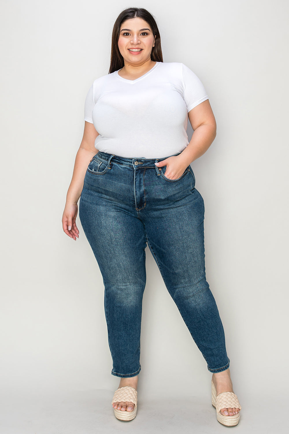 Judy Blue Full Size Tummy Control High Waist Slim Jeans - Sydney So Sweet