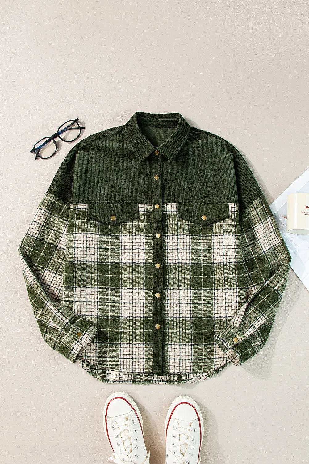 Plaid Button Up Long Sleeve Jacket - Sydney So Sweet