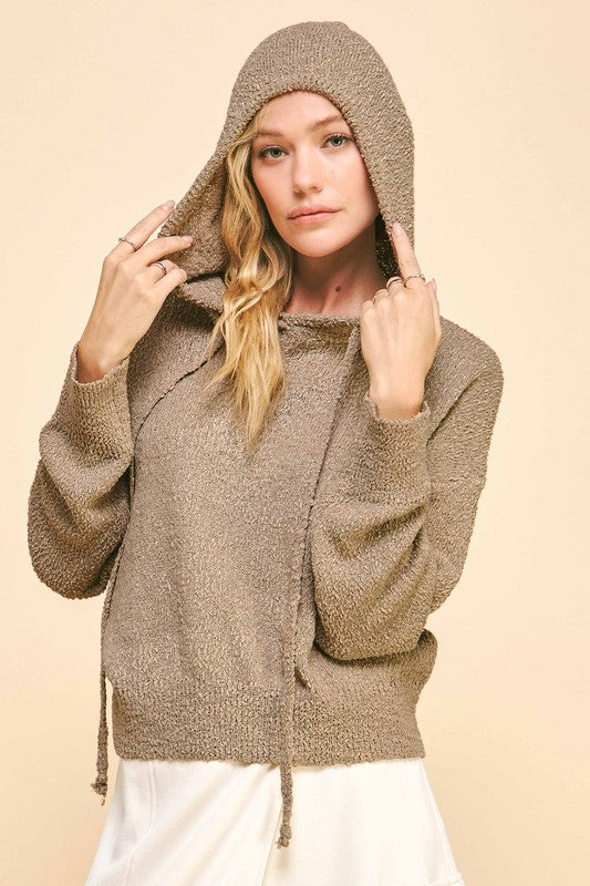 Davi & Dani Drop Shoulder Long Sleeve Hooded Sweater - Sydney So Sweet