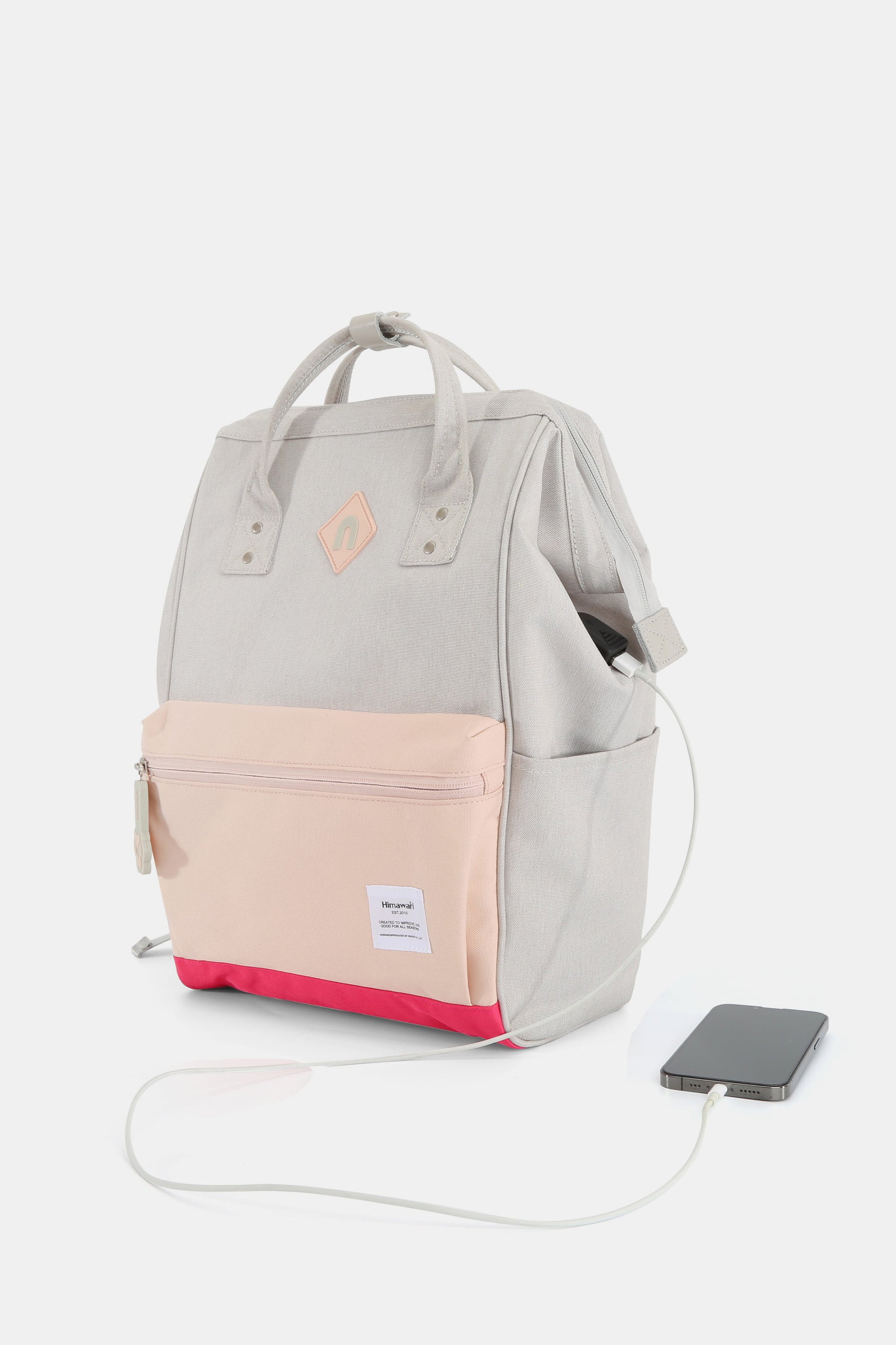 Himawari Contrast Waterproof Backpack Bag with External USB Port - Sydney So Sweet