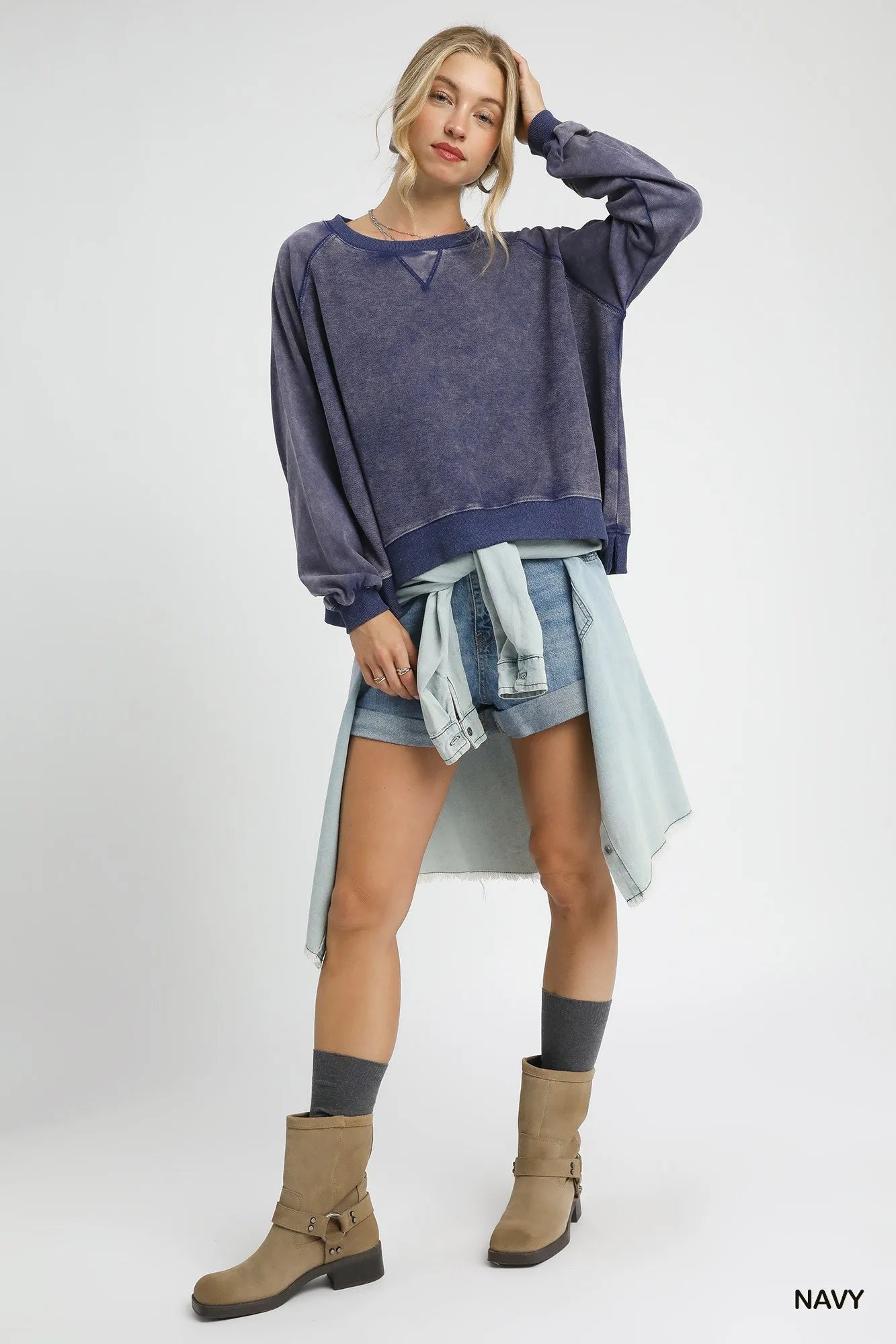 Umgee Mineral Wash French Terry Sweatshirt - Sydney So Sweet