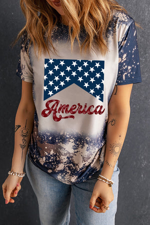 AMERICA Round Neck Short Sleeve T-Shirt - Sydney So Sweet