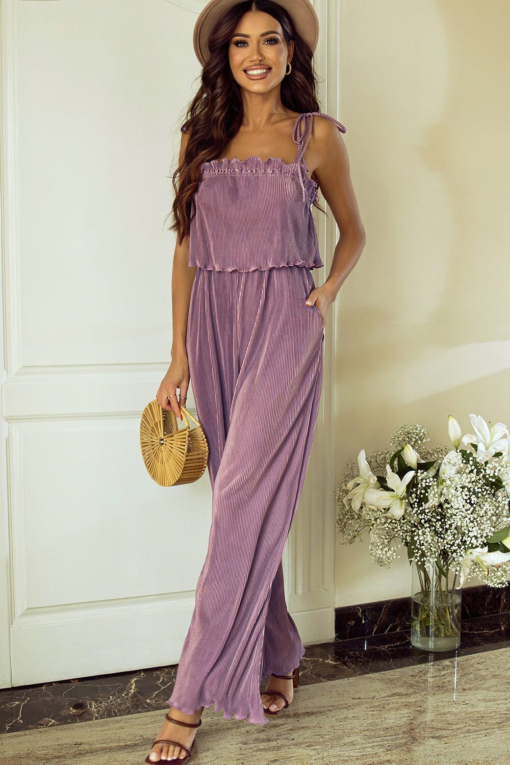 Square Neck Spaghetti Strap Jumpsuit - Sydney So Sweet