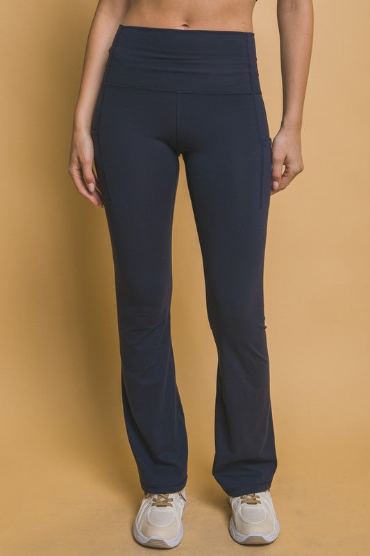 Love Tree High Waist Flare Active Leggings with Side Pockets - Sydney So Sweet