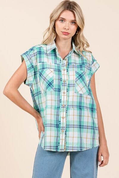 Mittoshop Mineral Wash Plaid Button Down Shirt - Sydney So Sweet