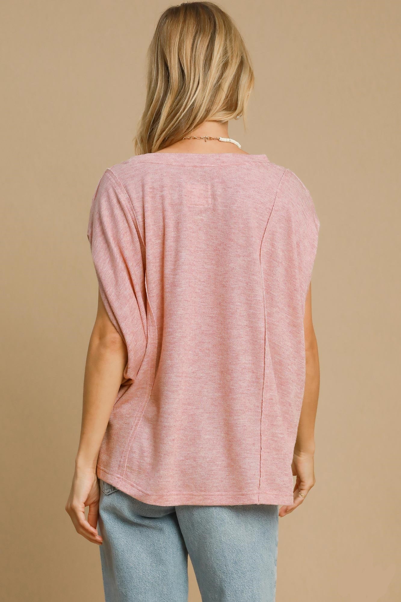 Umgee Exposed Seam Round Neck Batwing Sleeve Knit Top - Sydney So Sweet