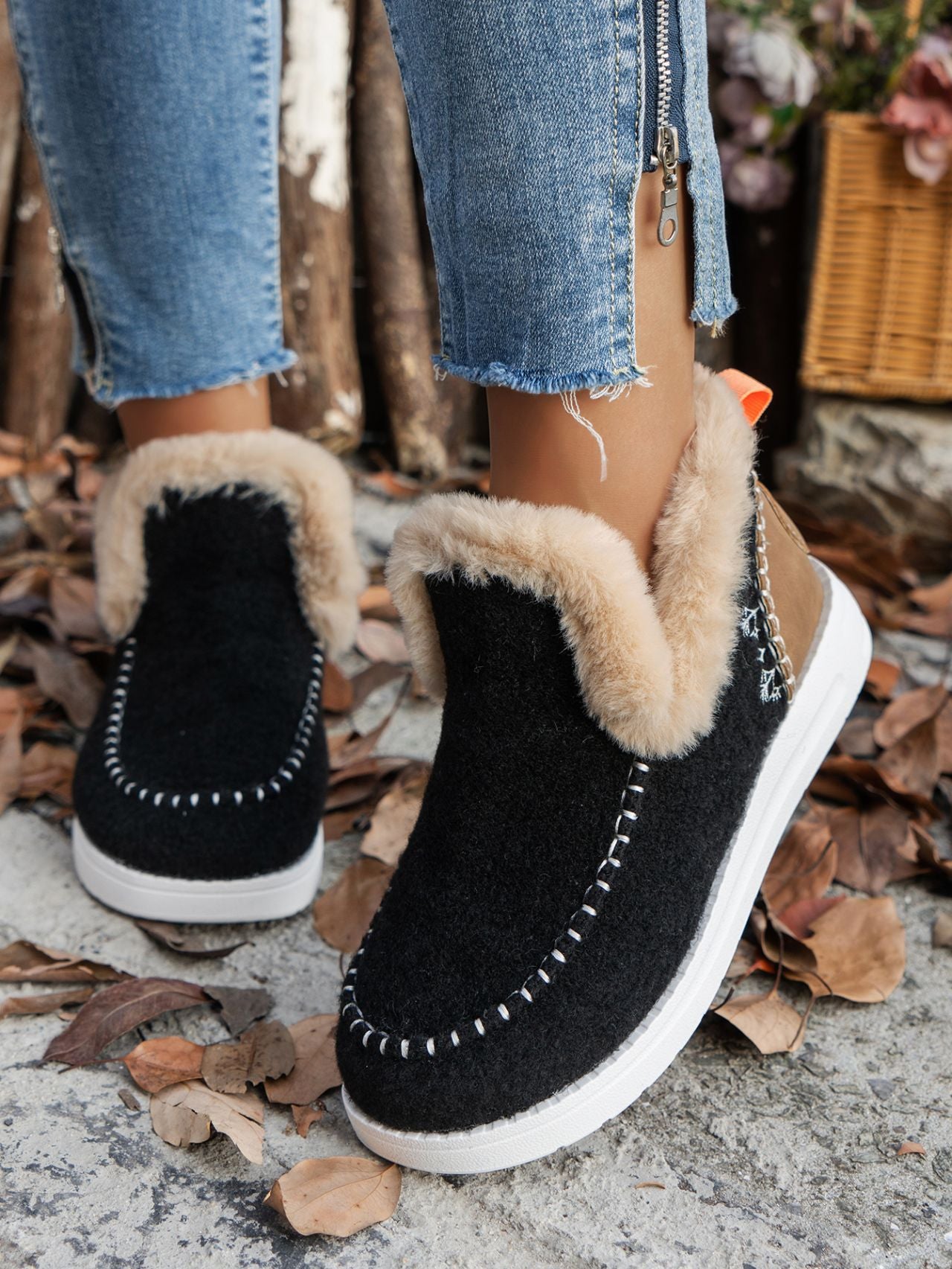 Furry Suede Round Toe Flat Sneakers - Sydney So Sweet