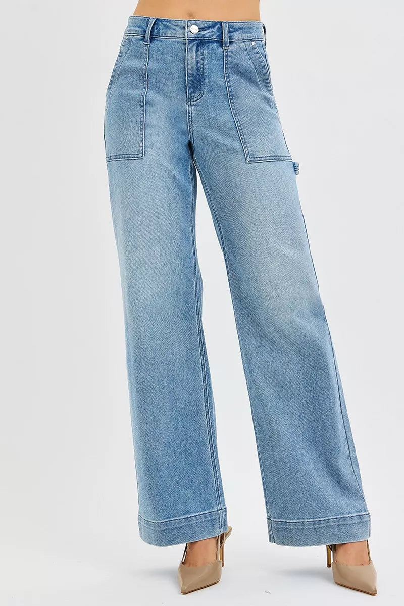 RISEN Full Size High Rise Straight Leg Jeans with Front Pockets Plus Size - Sydney So Sweet