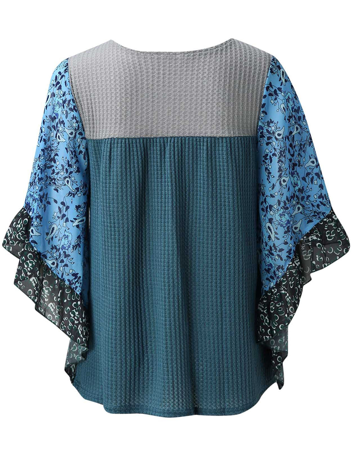 Full Size Printed Round Neck Three-Quarter Sleeve Blouse - Sydney So Sweet