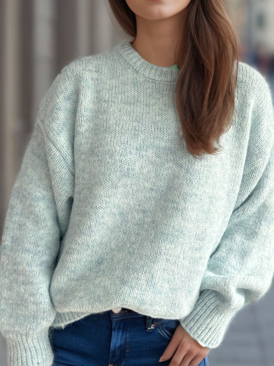 Round Neck Long Sleeve Sweater - Sydney So Sweet