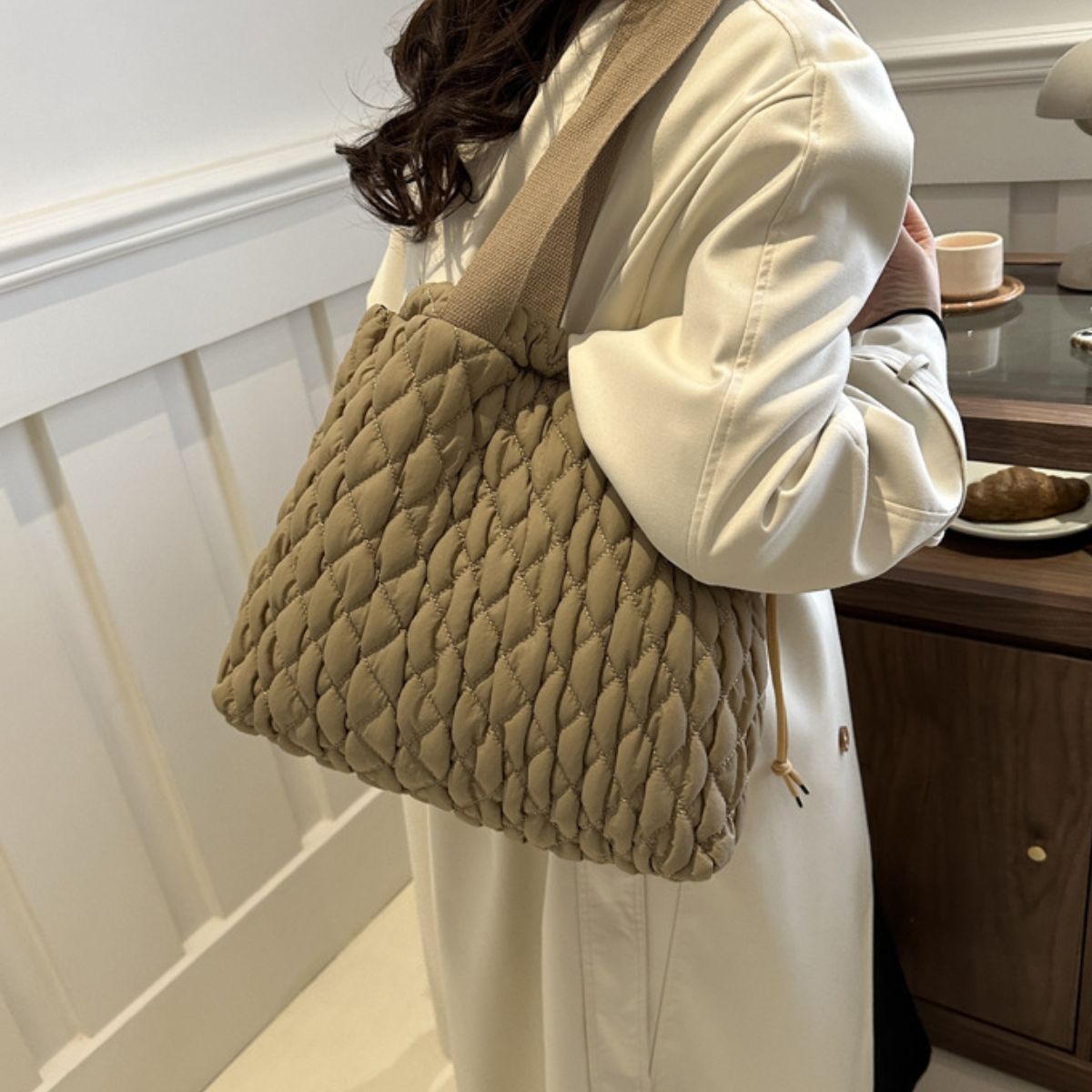 Drawstring Bubble Texture Tote Bag - Sydney So Sweet