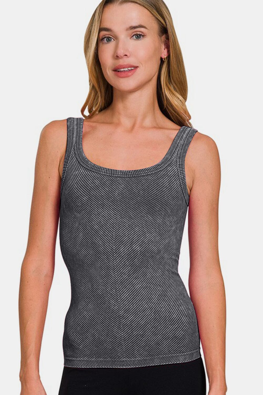 Zenana Ribbed Scoop Neck Tank - Sydney So Sweet