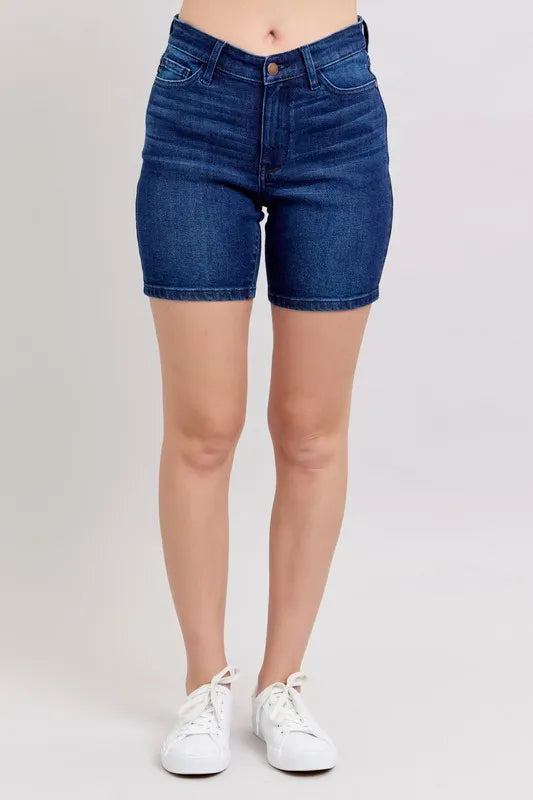 Judy Blue High Waist V-Front Bermuda Denim Shorts - Sydney So Sweet