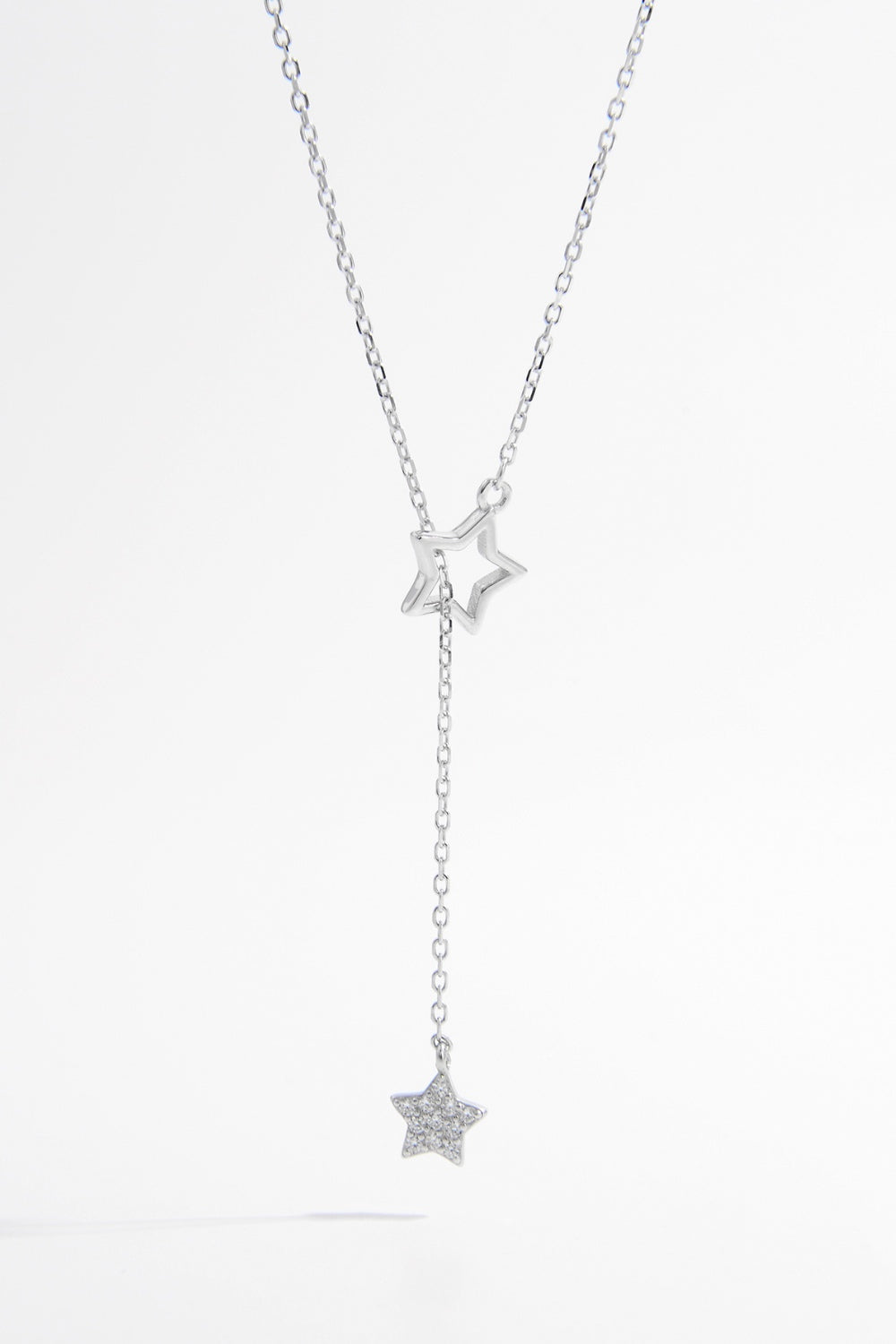 925 Sterling Silver Zircon Star Drop Necklace - Sydney So Sweet