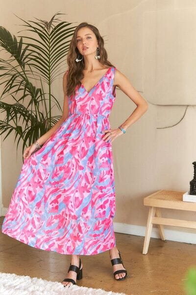 ADORA Abstract Floral V-Neck Maxi Dress - Sydney So Sweet