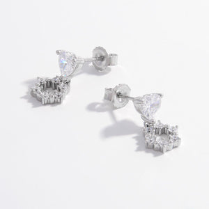 925 Sterling Silver Inlaid Zircon Heart Earrings - Sydney So Sweet