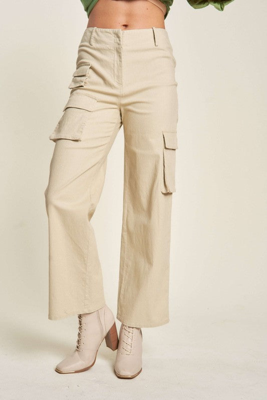 Davi &amp; Dani Flap Pocket Mid Rise Cargo Pants - Sydney So Sweet