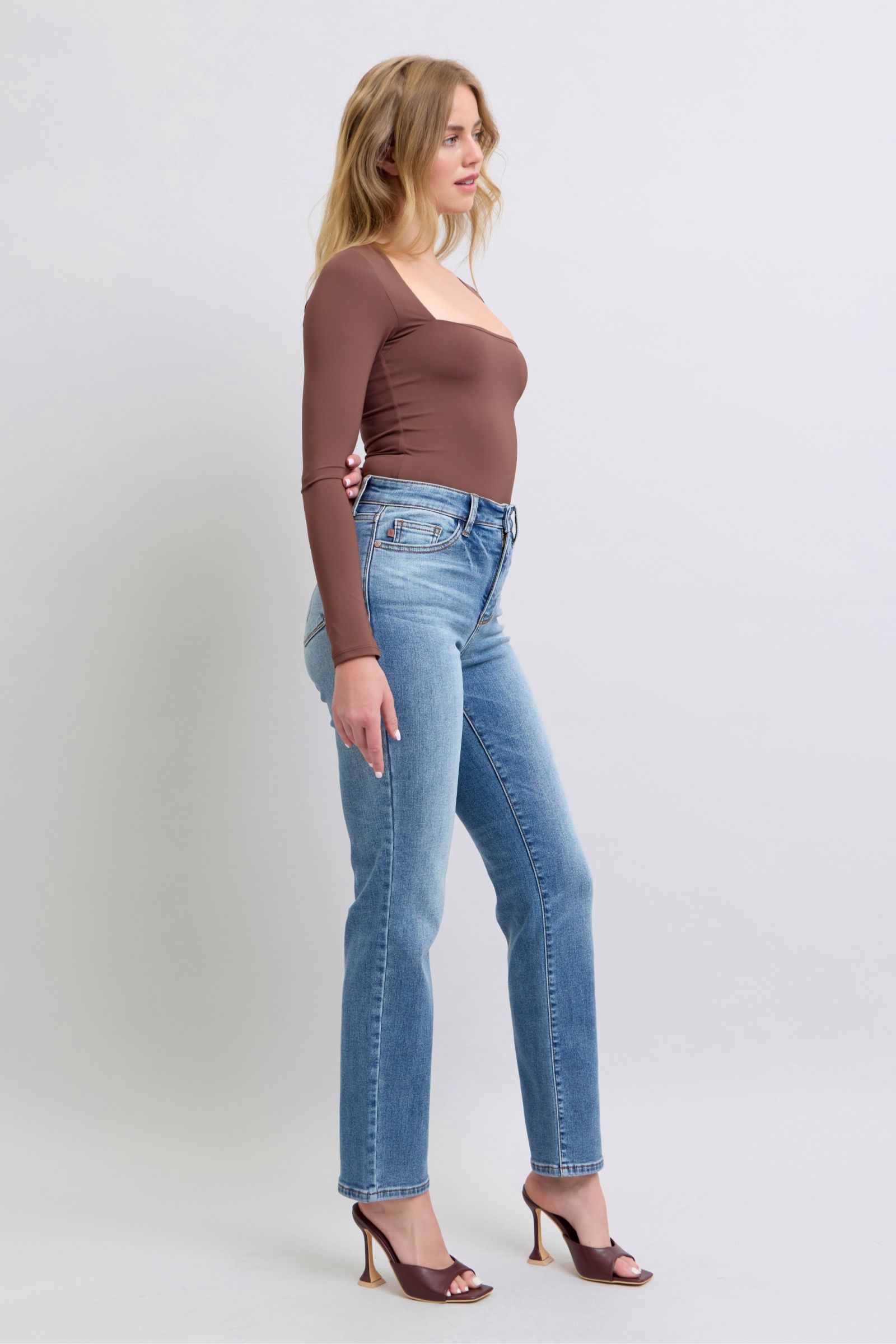 Judy Blue Full Size Wash Thermal Straight Jeans with Pockets - Sydney So Sweet