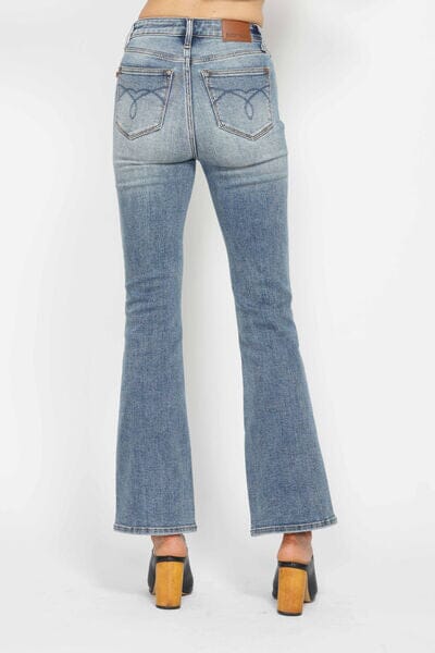 Judy Blue Full Size Tummy Control Back Embroidered Pocketed Bootcut Jeans Plus Size - Sydney So Sweet