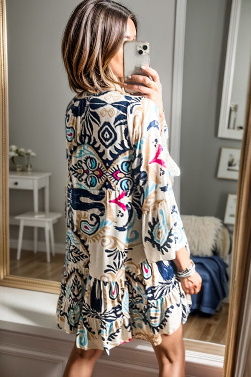 Printed Button Up Mini Dress - Sydney So Sweet