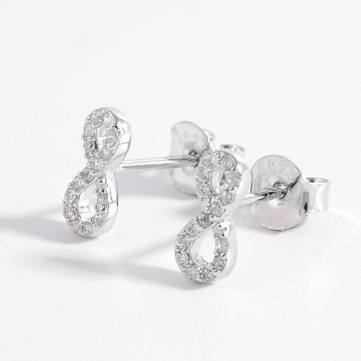 925 Sterling Silver Zircon Number 8 Stud Earrings - Sydney So Sweet