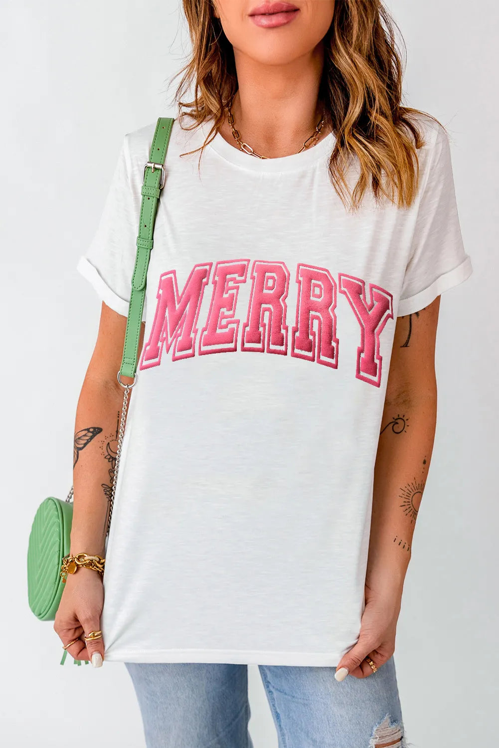 MERRY Round Neck Short Sleeve T-Shirt - Sydney So Sweet