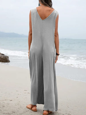 Full Size Wide Strap Jumpsuit with Pockets - Sydney So Sweet