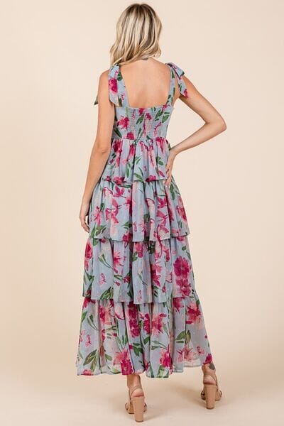 Mittoshop Layered Floral Sweetheart Neck Maxi Dress - Sydney So Sweet