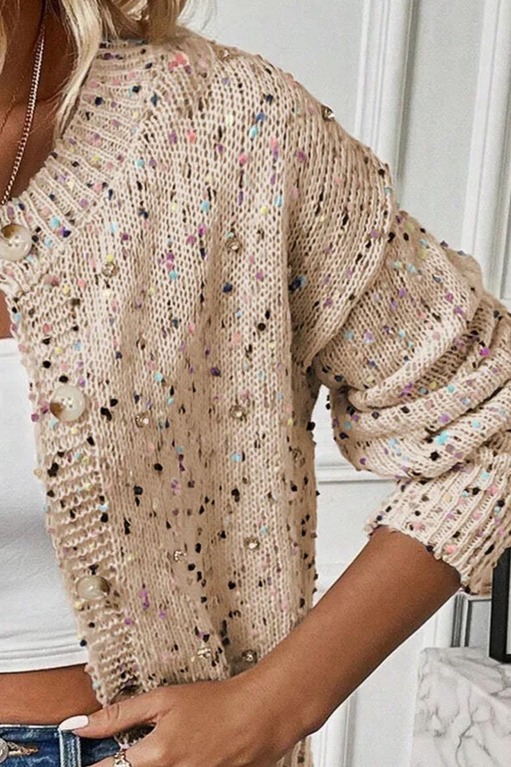 Confetti Button Up Long Sleeve Cardigan - Sydney So Sweet