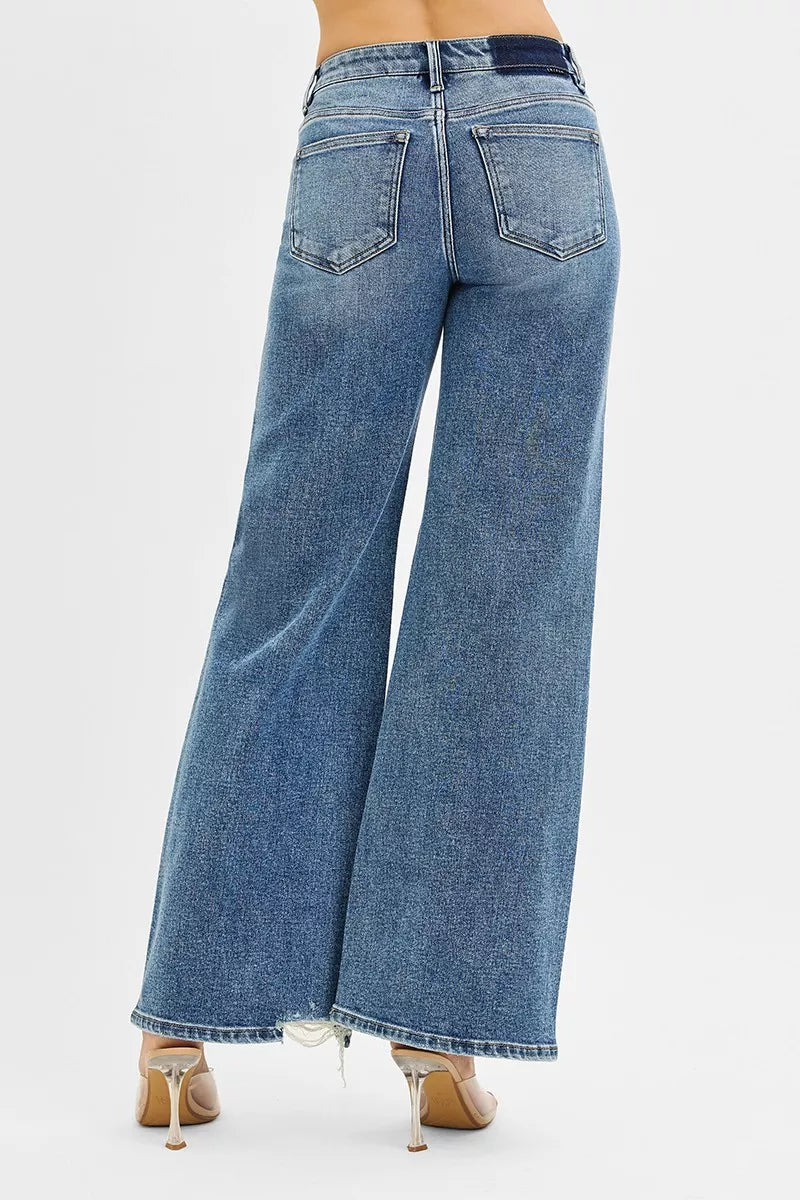RISEN Tummy Control Mid Rise Fit Wide Jeans - Sydney So Sweet